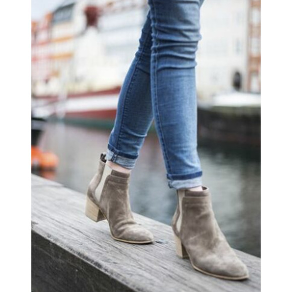 Vince Shoes - Vince Taupe Suede Leather Ankle Boots